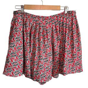 ZARA Woman Red Black Zebra Print Pleated Mini Skirt Shorts Skort SZ L